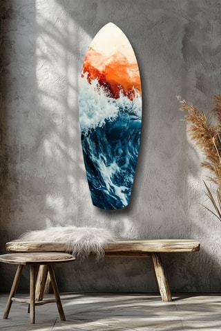Décoration murale en verre trempé Colors of the Sunset in the Ocean - Bleu cobalt et orange