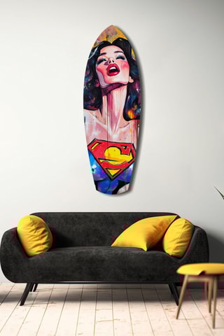 Décoration murale en verre trempé Supergirl - Jaune et rouge