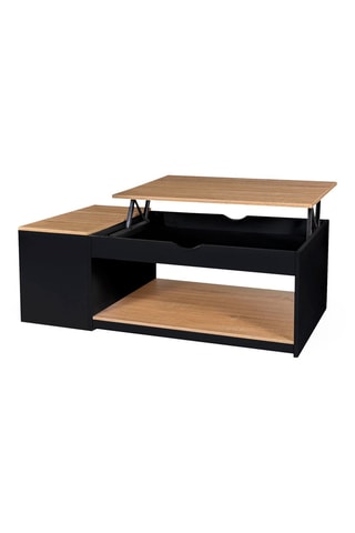 Table basse relevable Elina - Noir et imitation bois