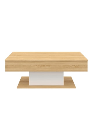 Table basse avec plateau relevable - Imitation bois et blanc
