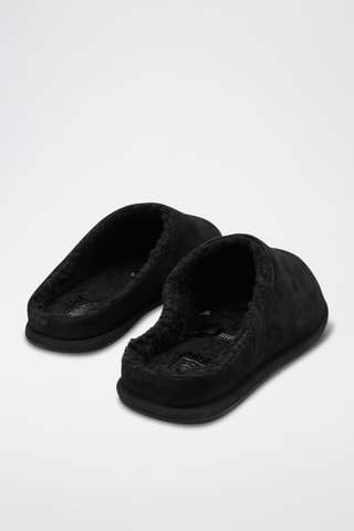 Pantufas forradas em nobuck - Preto