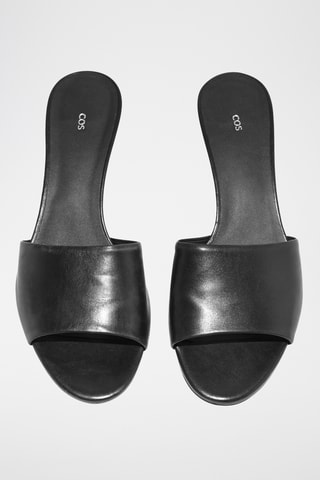 Mules de salto em couro - Preto