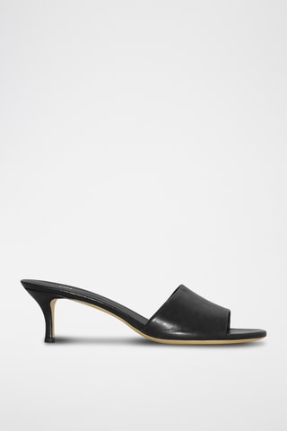 Mules de salto em couro - Preto