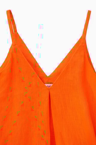 Vestido midi em linho - Laranja