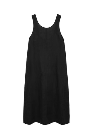 Vestido direito em linho - Preto