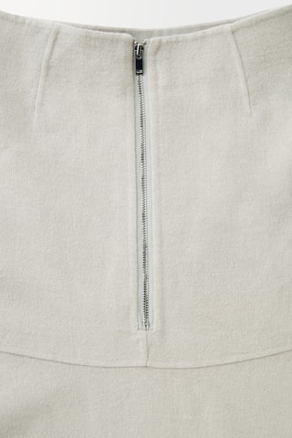 Saia estilo patinadora em lã cintura alta - Bege