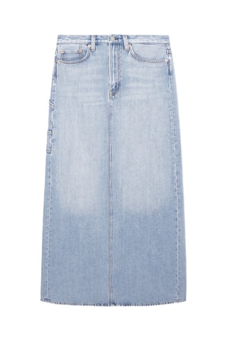 Saia direita de ganga - Azul-claro