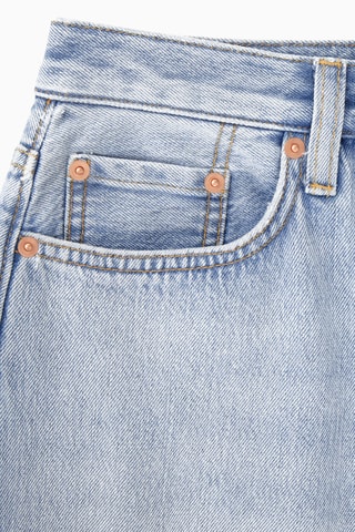 Saia direita de ganga - Azul-claro