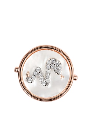 Bague - Plaqué or rose et nacre