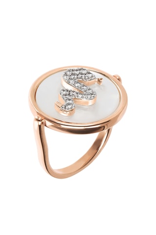 Bague - Plaqué or rose et nacre