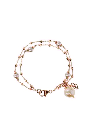 Pulseira com várias fileiras - Banhado a ouro rosa e pérolas de cultura de água doce