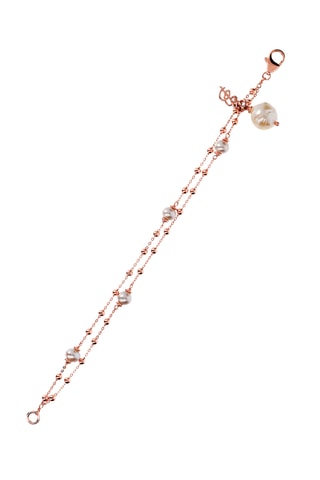 Pulseira com várias fileiras - Banhado a ouro rosa e pérolas de cultura de água doce