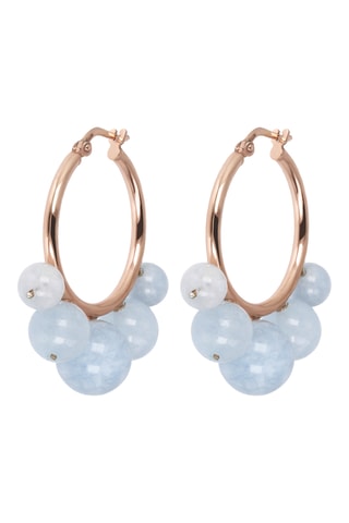 Créoles - Plaqué or rose et aigues-marines 