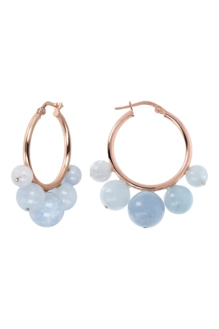 Créoles - Plaqué or rose et aigues-marines 