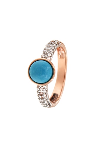 Solitaire - Plaqué or rose et turquoise