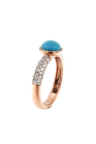 Solitaire - Plaqué or rose et turquoise