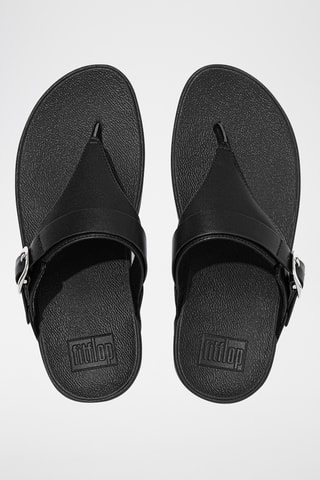 Tongs compensées en cuir Lulu - Noir