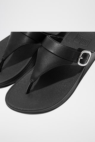 Tongs compensées en cuir Lulu - Noir