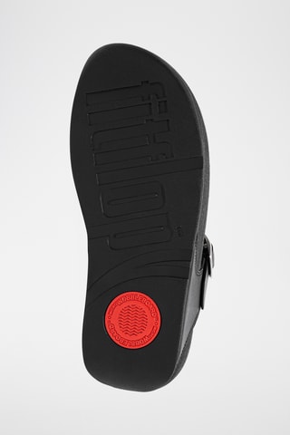 Tongs compensées en cuir Lulu - Noir