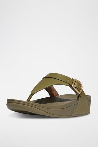 Tongs compensées en cuir Lulu - Vert