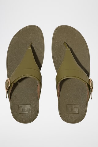 Tongs compensées en cuir Lulu - Vert