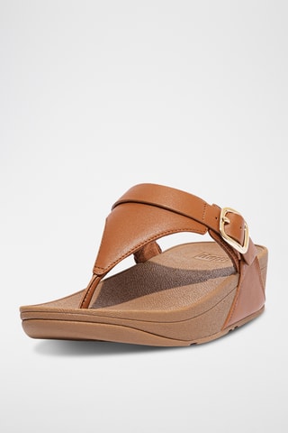 Tongs compensées en cuir Lulu - Marron