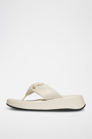 Tongs plateformes en cuir  - Beige