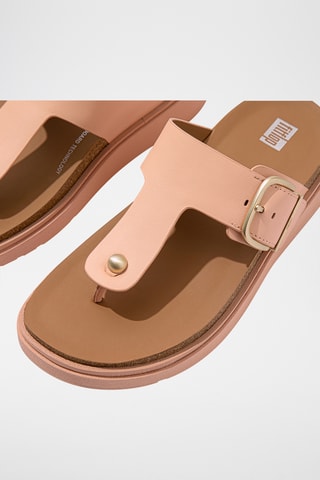 Tongs à talons compensées en cuir  - Rose