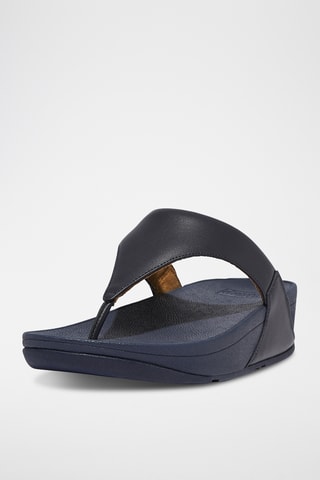 Tongs compensées en cuir Lulu - Bleu