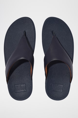 Tongs compensées en cuir Lulu - Bleu