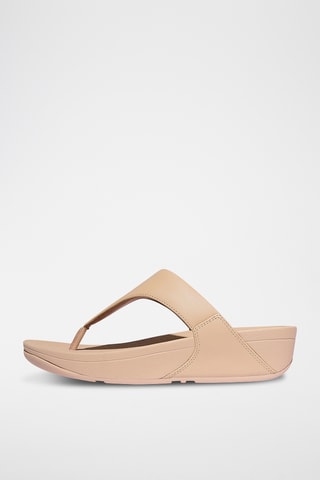 Tongs compensées en cuir Lulu - Beige