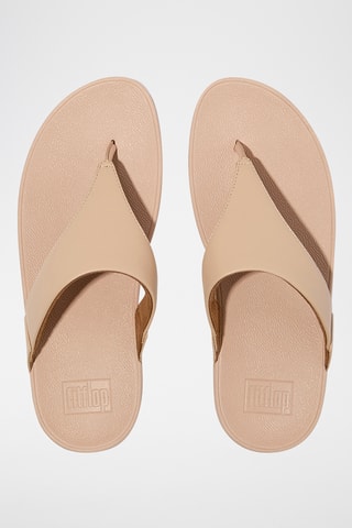 Tongs compensées en cuir Lulu - Beige