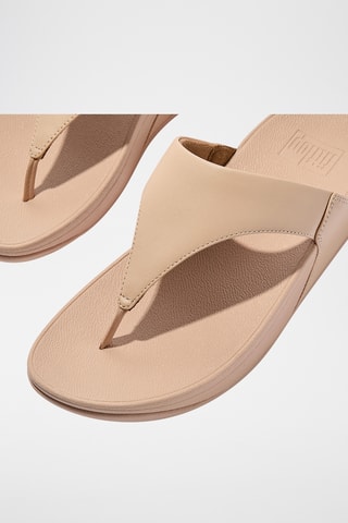 Tongs compensées en cuir Lulu - Beige