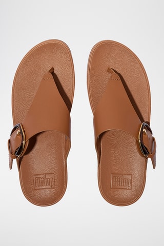 Tongs à talons compensées en cuir Lulu - Marron