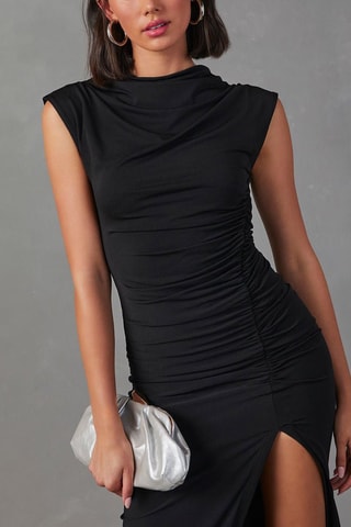 Robe midi drapée - Noir