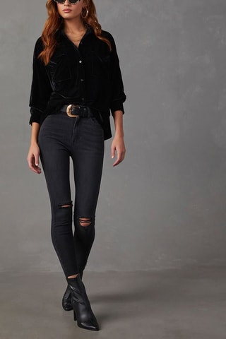 Velours Blouse Zwart