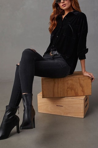 Velours Blouse Zwart