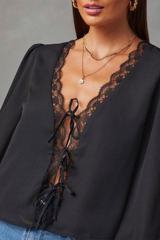 Geknoopte Blouse - Zwart