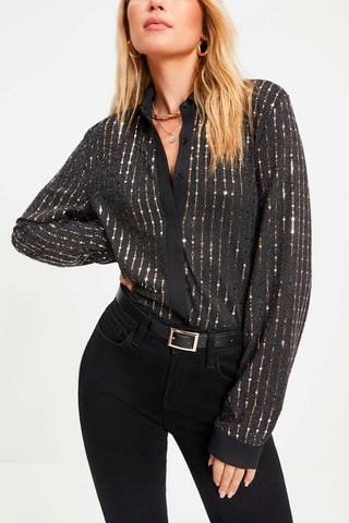 Blouse Antraciet en Goudkleurig