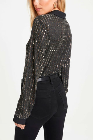 Blouse Antraciet en Goudkleurig