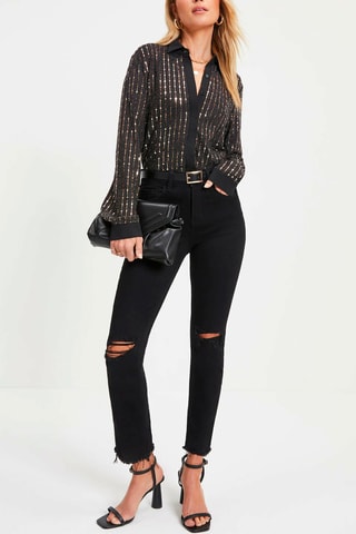 Blouse Antraciet en Goudkleurig