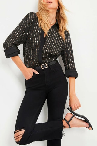 Blouse Antraciet en Goudkleurig