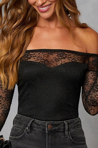 Top en dentelle - Noir