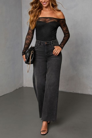 Top en dentelle - Noir