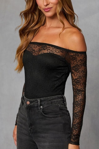 Top en dentelle - Noir