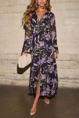 Robe chemise - Noir et violet