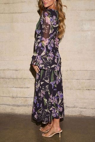 Robe chemise - Noir et violet