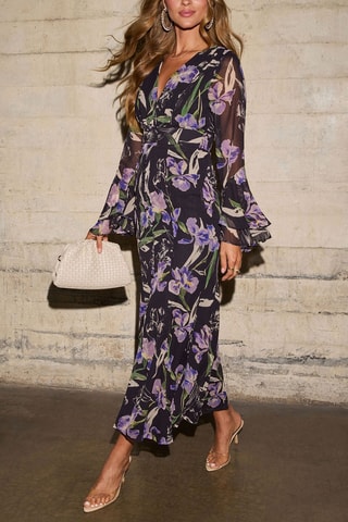 Robe chemise - Noir et violet