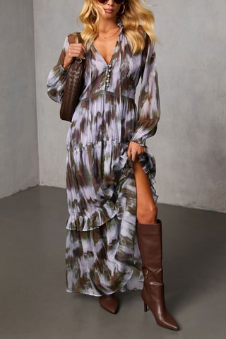 Robe longue - Marron foncé et noir