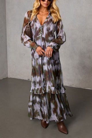 Robe longue - Marron foncé et noir